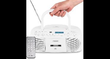 MEDION DRX-1 Plus Boombox (draagbare DAB+ & FM-radio, Bluetooth, cd-speler, MP3, cassette, hoofdtelefoonaansluiting, stereo, AUX, netstroom & batterijen) wit