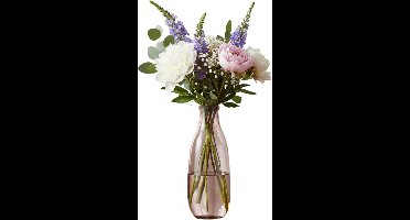 Decoris Bloemenvaas van gerecycled glas - 15 x 40 cm - lichtroze - boeketten - stelen - takken