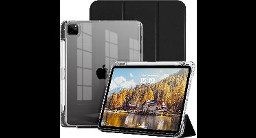 Hoes geschikt voor iPad Air 13 Inch hoes Smart Zwart M3/M2 (2025/2024) - iPad Pro 12.9 6th/5th/4th Gen hoes Smart Case met Harde Doorzichtige Achterkant en Pencil Slot