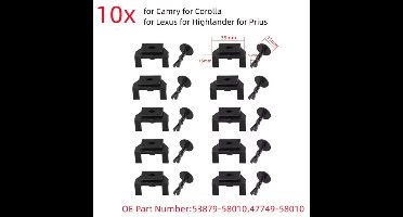 10x Premium Bumper Clip & Pin Kit – Voor Toyota Camry, Corolla, Lexus, Highlander, Prius – Front Skirt – OEM 53879-58010 / 47749-58010