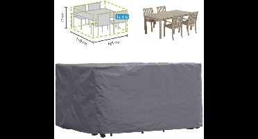 Perel Buitenhoes voor tuinset, grijs, rechthoekig, 185 cm x 150 cm x 95 cm
