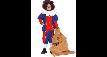 Piet Kostuum | Blauw-Rode Pietje Kinderen Kostuum | Maat 140 | Sinterklaas | Verkleedkleding