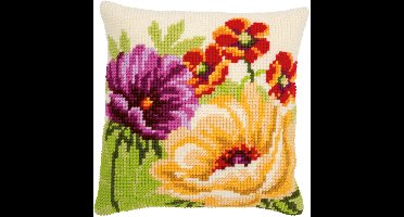 Kruissteekkussen kit Zomerbloemen