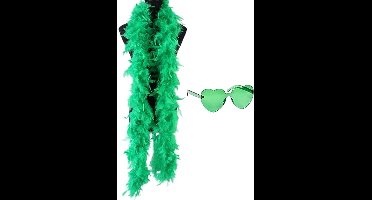 1x Veren sjaal & hartvormige bril set - Maskeradefeest dameskostuum - Feest cosplay (groen)