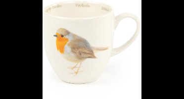 CJ Wildlife - Mok Roodborst - Getekend door Elwin van der Klok - 310ml - Keramiek - Vaatwasser bestendig