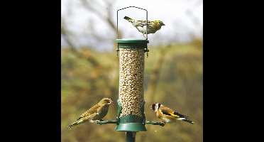 CJ Wildlife Voedersilo voor Tuinvogels - Challenger - 2 Openingen - Vogelvoedersilo voor Kleine Vogels - Hangend Vogelvoederhuisje van 23cm - Vogelvoer Silo - Kunststof - Groen
