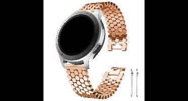 Stalen bandje - geschikt voor Garmin Vivoactive 4 / Venu 3 / Venu 2 / Forerunner 255 / Forerunner 265 / 570 (47mm) en Polar Vantage M / M2 / V3 / Grit X (Pro) - rvs - rosegoud