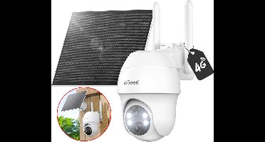 4G LTE Bewakingscamera - Solar Buiten met SIM-kaart – 2K Ultra HD, Nachtzicht, Bewegingsdetectie, IP65, 360° Draaibaar – Geen WiFi Nodig - kleuren nachtzicht - bewegingsdetectie - Incl. Zonnepaneel – Voor Tuin, Erf & Bedrijf