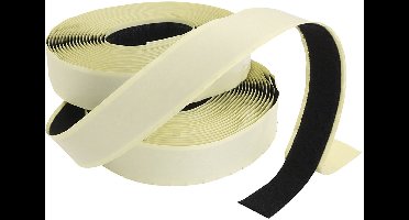 Klittenband / klittenband, zelfklevend, zwart, dikte 2 cm, 25 m/ 1 doos