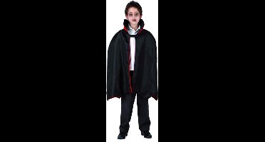 Atosa Halloween Dracula verkleed cape - voor kinderen - dubbelzijdig - rood/zwart - L66 cm