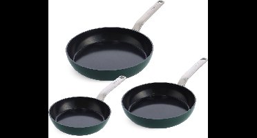 GreenPan Evolution Pine Green Koekenpan Set - PFAS-vrij - Keramische antikleeflaag pannenset 20, 24, 28cm