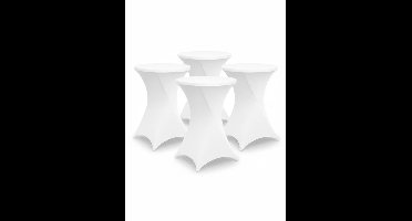 BRASQ Statafelrok Wit - ∅80-74 x110 cm - Set van 4 - Statafelhoes - Stretch Rok - Tafelrok voor statafel