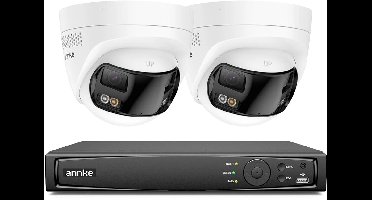 4K Beveiligingsset – Bewakingscamera – CCTV Systeem – NVR Beveiliging – IP Camera – 2 Camera’s met 2TB HDD – 180° Panoramisch Zicht – AI Human Detection