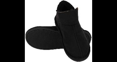 Apollo dames sloffen - instappers - zwart - suede look - hoog model - pantoffels - harde zool 37-38