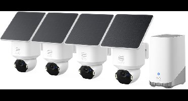 eufy SoloCam E42 4-Cam Kit, 4K PTZ beveiligingscamera outdoor, HomeBase S380, 360° pan/tilt, AI-tracking, zonne-energie, 16TB opslag