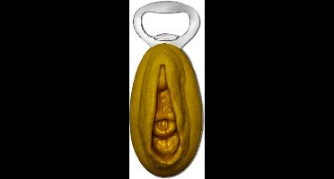 Humoristische Gele Silicone Flesopener met Vaginale Vorm – Origineel Ondeugend Cadeau voor Feestjes & Borrelavonden