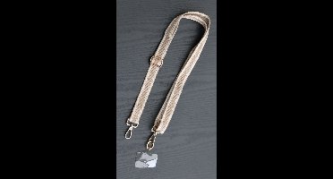 Telefoon hengsel - Verstelbaar Telefoonkoord 120cm -Telefoon koord - Handige Smartphone Accessoire voor Festivals - Beige - Goud