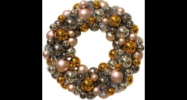 Housevitamin Kerstdecoratie – Kerstballen Kerstboom – Kunststof – Taupe/Oranje – 19x41 cm – Feestelijk & Onbreekbaar – Kleurrijk Kerstboompje