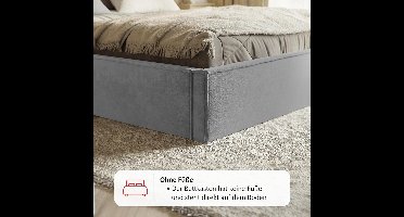 Gestoffeerd Bed 160x200 cm met Opbergruimte & Bedlade – Pauwhome Boho Velvet Luxe Bedframe Beige (Crème) met Hoofdeinde & Lattenbodem – Zonder Matras