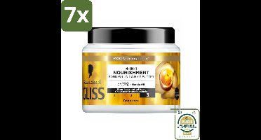 7 x Gliss - Haarmasker - 4in-1 Hair Butter - Voor Intensieve Herstelverzorging - 400 ml - Grootverpakking - Haarmasker - Haarherstel - Droog Haar - Beschadigd Haar - Haarverzorging