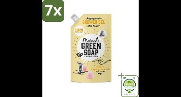 7 x Marcel's Green Soap - Shower Gel - Navulling - Vanille & Kersenbloesem - Krachtige werking - 500 ml - Grootverpakking - Douchegel - Navulverpakking - Biologische Douchegel - Vegan Douchegel - Natuurlijke Ingrediënten