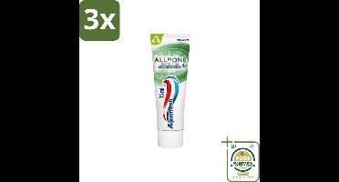 3 x Aquafresh - Tandpasta - All In One Protection - Antibacterial Action - 75ml - Grootverpakking - Antibacteriële Tandpasta - Mondverzorging - Frisse Adem - Tandplak - Gezonde Mond
