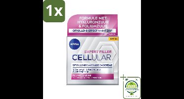 1 x NIVEA - CELLular Expert Filler Dagcrème - Anti-Veroudering Gezichtscrème - SPF 15 - Met Hyaluronzuur, Creatine & Foliumzuur - 50 ml - Anti-age Crème - Dagcrème - Hyaluronzuur - Foliumzuur - Rimpelcrème