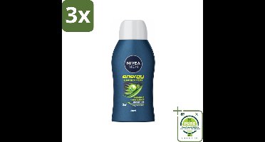 3 x NIVEA MEN - Douchegel - Energy Mini - 50 ml - Grootverpakking - Douchegel - Energieboost - Mintextract - Lichaam - Gezicht