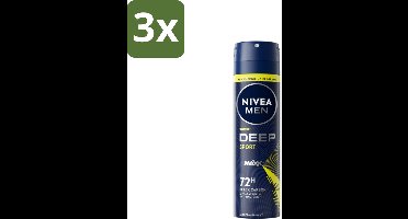 NIVEA MEN - Deodorant Spray - Deep Sport - 150 ml - Bulkverpakking - 3 stuks