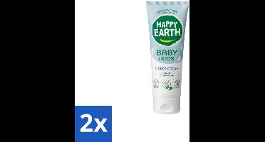 2 x Happy Earth – Diaper Cream – 100% Natuurlijk Baby & Kids – 75 ml - Babybillenbescherming - Luieruitslag Voorkomen - Zachte Babyhuid - Zinkoxide Crème - Natuurrustende Crème