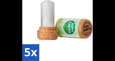 5 x Happy Earth – Deodorant Crystal – 100% Natuurlijk Unscented – 90 g - Geurloze Deodorant - Hypoallergene Deodorant - Kristal Deodorant - Natuurlijke Deodorant - Gevoelige Huid