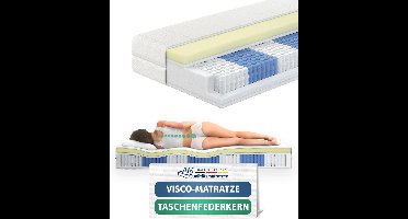 AM Qualitätsmatratzen - Premium traagschuim matras 90x200cm - Gemiddeld (H3) - 1000 veren - Pocketveringmatras - Matras met geïntegreerde 6cm traagschuim deklaag - 24cm hoogte - Made in Germany