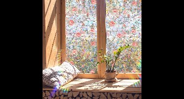 Raamfolie Glas in Lood - Zelfklevend - Antieke Look - Lood Regenboog