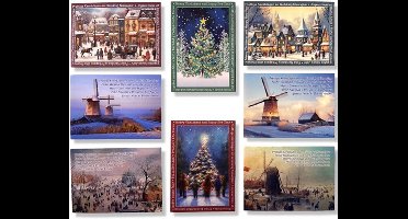 40 Luxe 5 Talige Kerst- en Nieuwjaarskaarten 8 x 5 dubbele kaarten met enveloppen - Kerst 13 - 5 Talig - Gratis verzonden