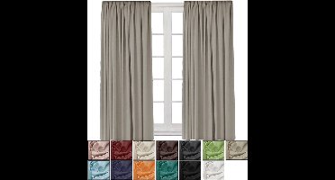 Ondoorzichtige gordijnen - Koudebescherming - 2 stuks - Lichtbruin - Polyester