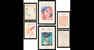 Set van 6 Kunstposters Decoratief Picasso Matisse Fauvisme Surrealisme Woondecoratie A3 A4 Zonder Lijst