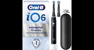 Oral-B iO 6S Elektrische Tandenborstel - Zwart - inclusief Reisetui, Opzetborstelhouder en extra Opzetborstel