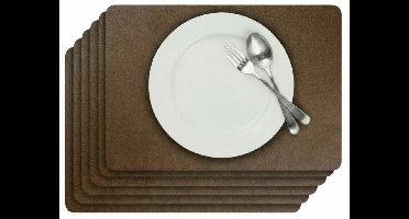 Cosy & Trendy Placemats Lederlook Lead Gray 43 x 30 cm – Set van 6 – PU – Beschermt Je Tafel Tegen Vlekken & Krassen