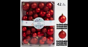 42-Delige Set Klassieke Kerstballen - Rood