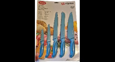 alpina messenset - blauw - 5 messen - antikleeflaag