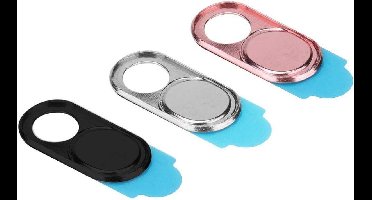 EGoods - Webcam Cover 3 stuks voor ultieme dunne metalen lensbescherming - smartphones, tablets, laptops - zilver, zwart, roze