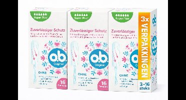 o.b. Tampons Super Plus – 3-pack – Extra sterke absorptie (3 × 16 stuks)