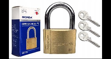 Gerda KMC 50 mm messing hangslot met 3 sleutels