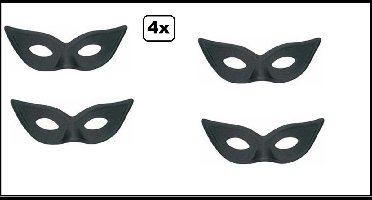 4x Oogmasker vlinder zwart - Themafeest gemaskerd bal festival carnaval oog masker