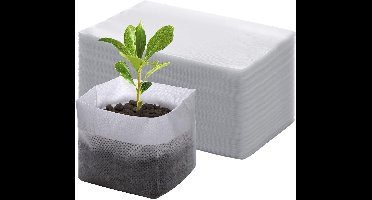 longziming Plantenzakken - Zaadzakken - 200 stuks - Teeltzakken voor Tuinplanten - Zaailingen - Vetplanten - Witte Groei Zak - 14*16CM