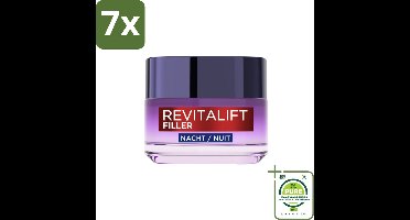 7 x L'Oréal Revitalift Filler Nachtcrème 50 ml - Grootverpakking - Nachtcreme - Anti-rimpel - Hyaluronzuur - Gezichtsverzorging - L'Oréal Paris