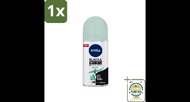 1 x Nivea - Deodorant - Roller - Black & White Invisible - Active - 50 ml- Nivea Men Deodorant Roller - Anti-transpirant - 48 Uur Bescherming - Witte Strepen Voorkomen - Gele Vlekken Voorkomen