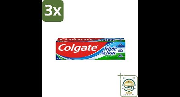 3 x Colgate Tandpasta Triple Action 100 ml - Grootverpakking - Tandpasta - Gaatjesbescherming - Wittere Tanden - Frisse Adem - Fluoride