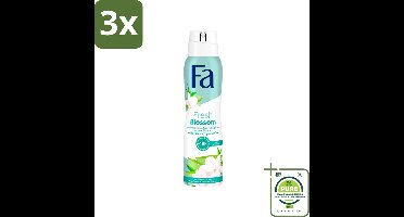 3 x Fa Deodorant Fresh Blossom 150 ml - Grootverpakking - Deodorant Spray - Anti-transpirant - Bloesemgeur - Groene Thee - 48 Uur Bescherming