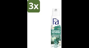 Fa - Deodorant Spray - Scenery Wonder - Houtachtig & Jasmijn - 48 uur Bescherming - 150 ml - Bulkverpakking - 3 stuks